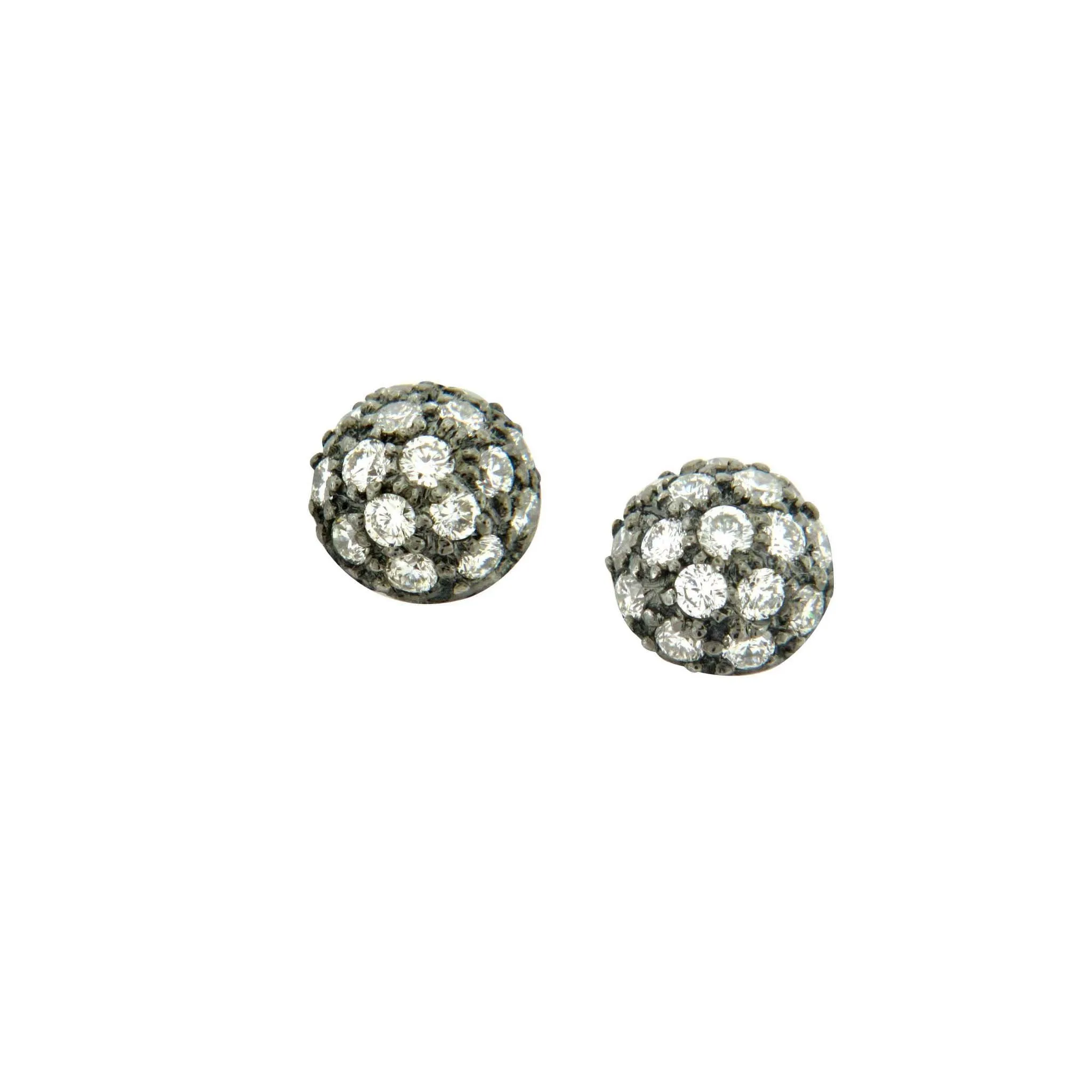 Disco White Diamond Pavé Ball Stud Earrings
