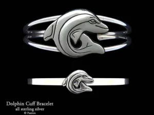 Dolphin Cuff Bracelet Sterling Silver