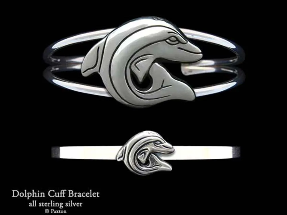 Dolphin Cuff Bracelet Sterling Silver