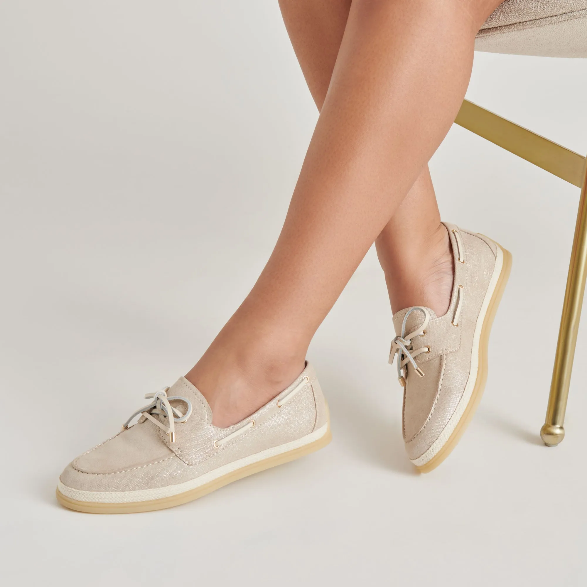 DORIS LOAFERS TAUPE METALLIC WOVEN