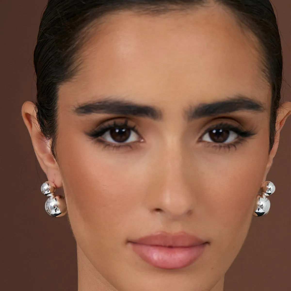 Double Ball Drop Earrings (Silver)