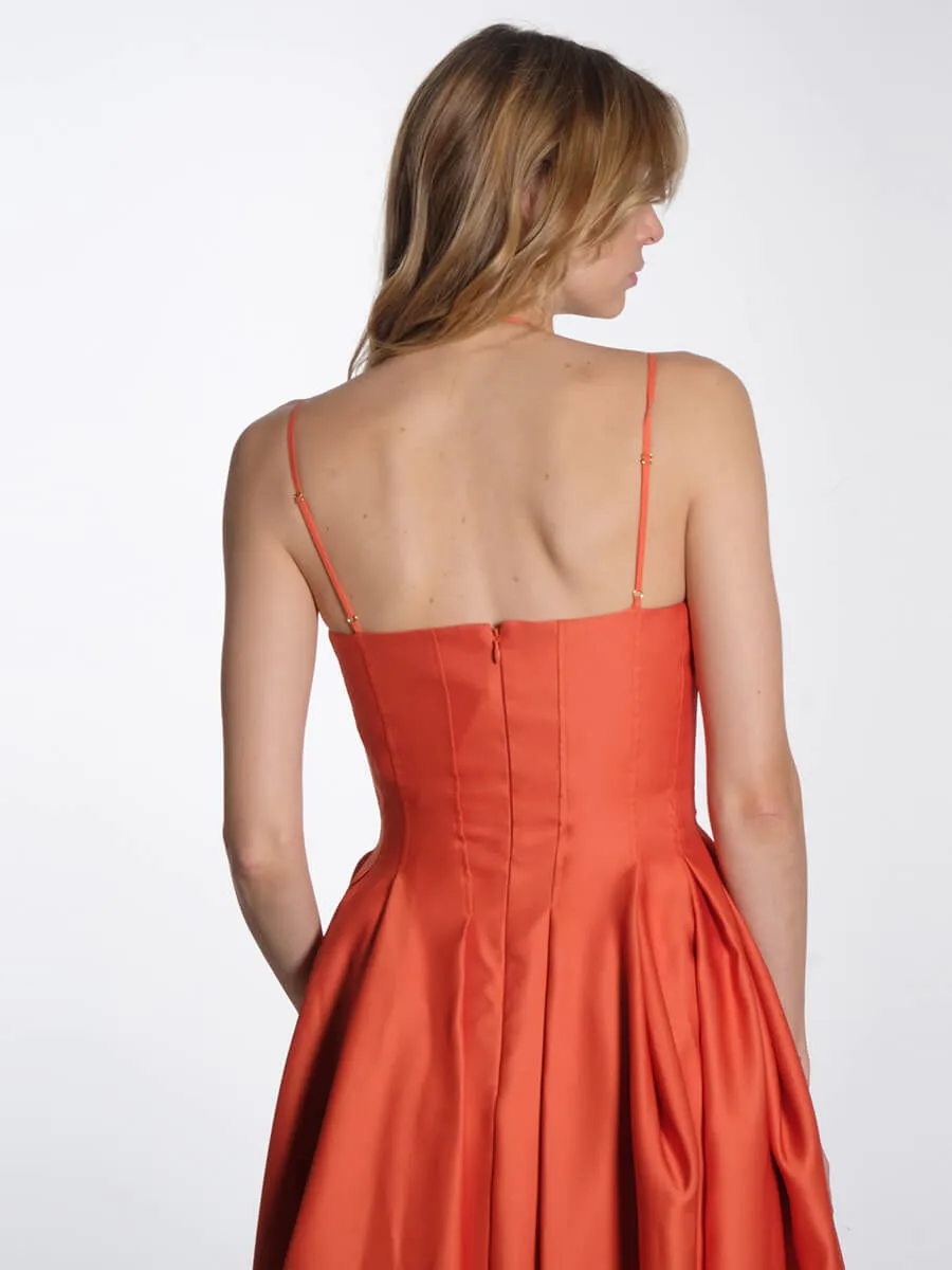 Double Strap High Volume Dress - Orange Mecca