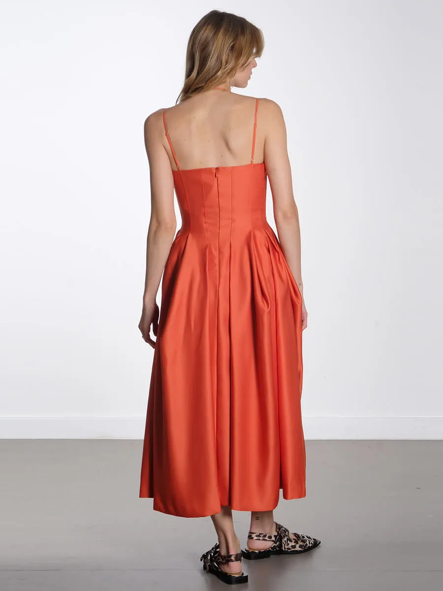Double Strap High Volume Dress - Orange Mecca