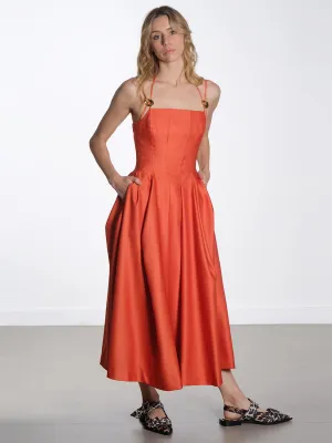 Double Strap High Volume Dress - Orange Mecca