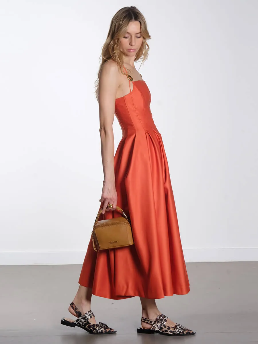 Double Strap High Volume Dress - Orange Mecca