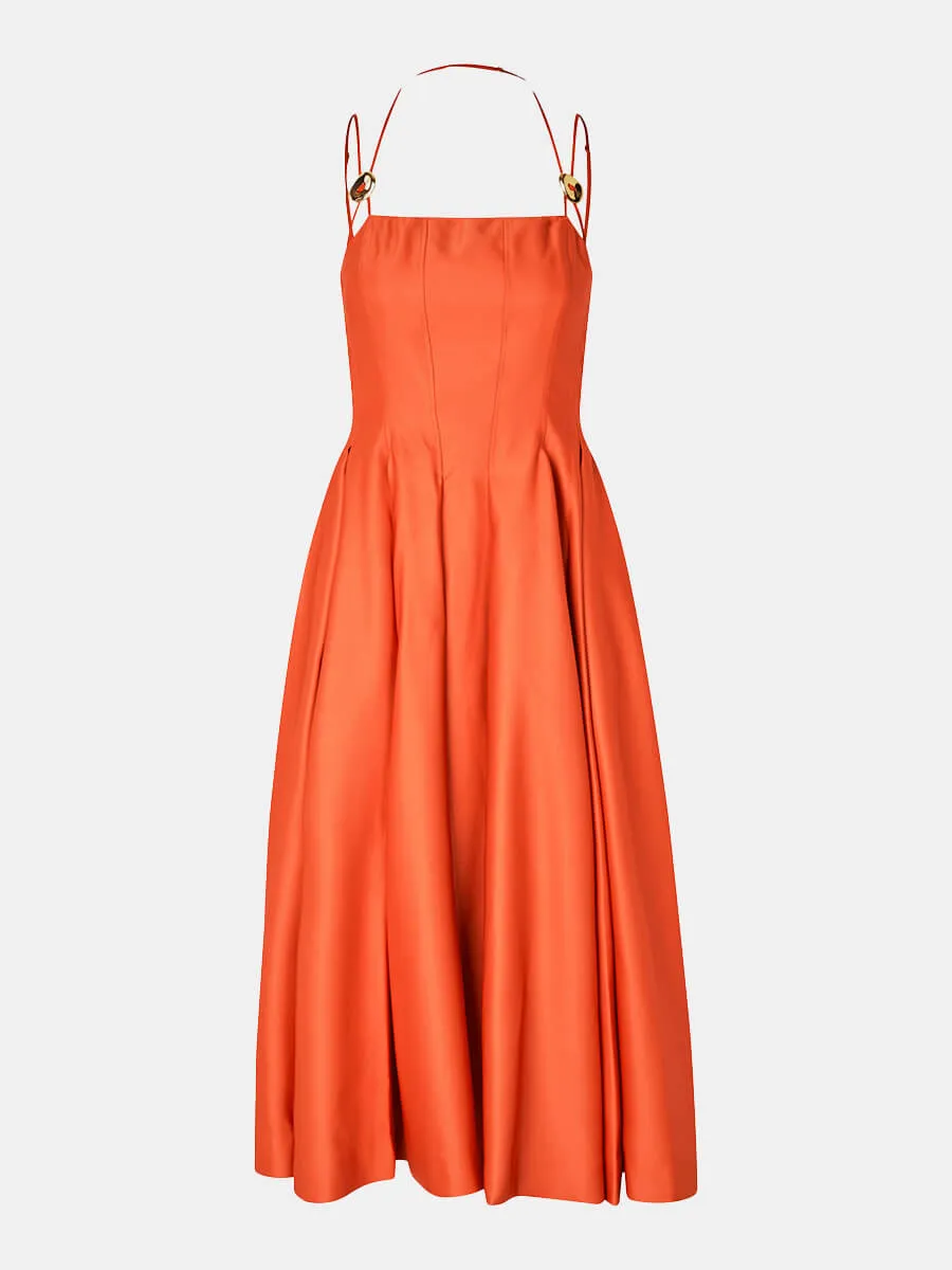 Double Strap High Volume Dress - Orange Mecca