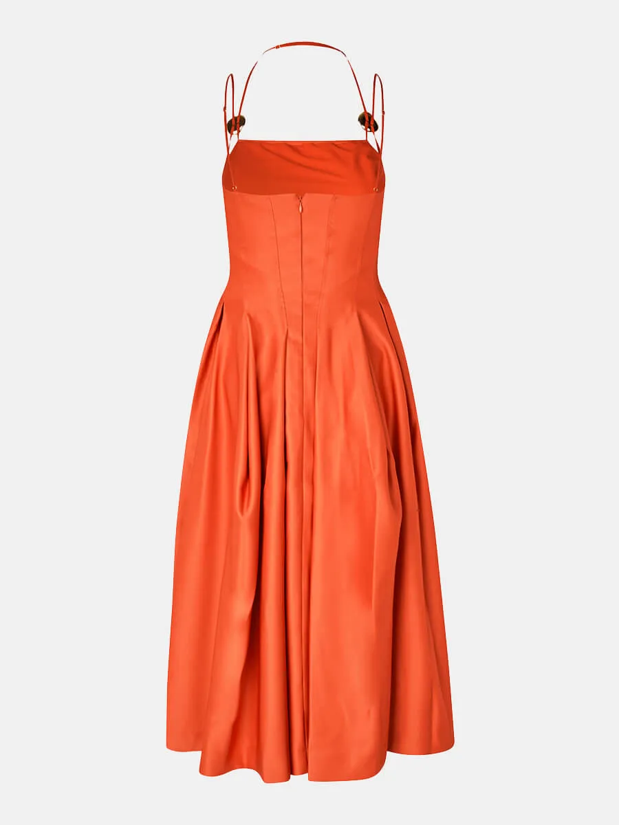 Double Strap High Volume Dress - Orange Mecca