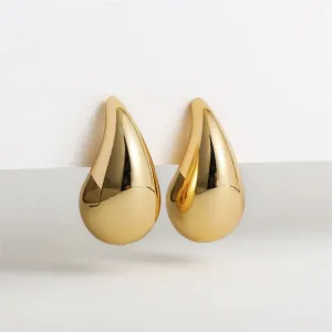 Drop Earrings Vintage Gold Color Plated Chunky Dome Glossy Stainless Steel Thick Teardrop Earring Jewellery Wholesale