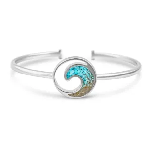 Dune Jewelry Explorer Wave Cuff Bracelet - Silver - Turquoise Gradient