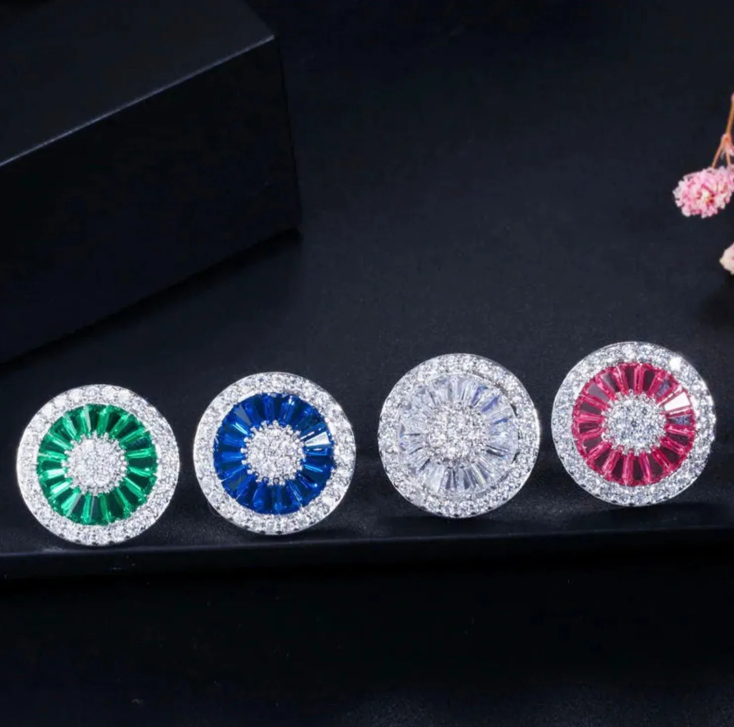 Ear Studs | Baguette Ea Studs| Womens Earrings | Diamond Ear Studs | Womens Stud Earrings | Womens Ear Studs |  Round Diamond Ear Studs