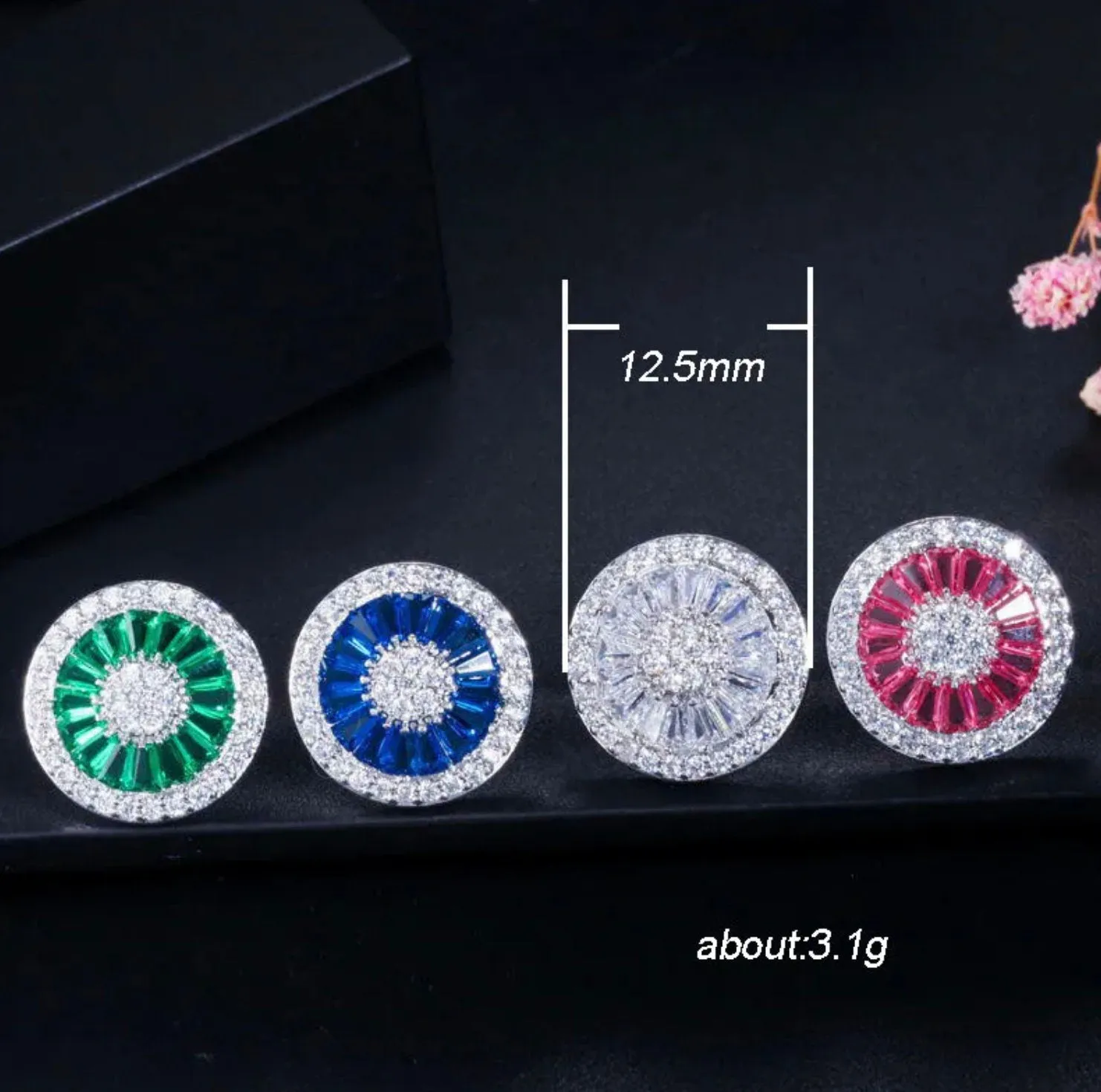 Ear Studs | Baguette Ea Studs| Womens Earrings | Diamond Ear Studs | Womens Stud Earrings | Womens Ear Studs |  Round Diamond Ear Studs