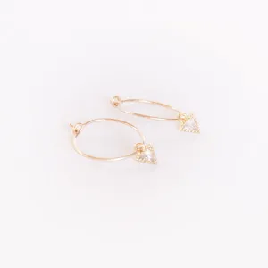 Earring Hoop with Cubic Zirconia Triangle Gold Filled
