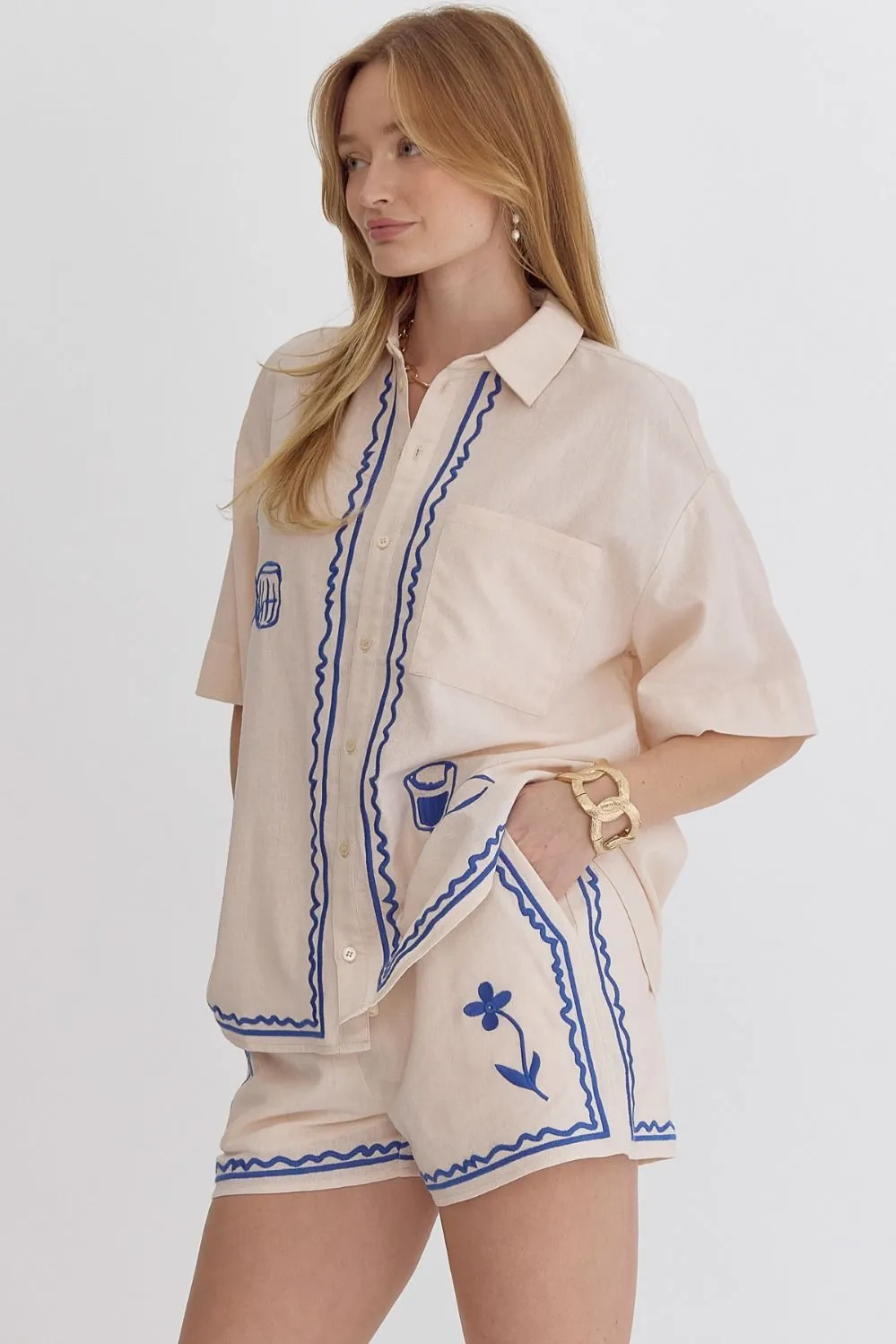Ecru Embroidered Set