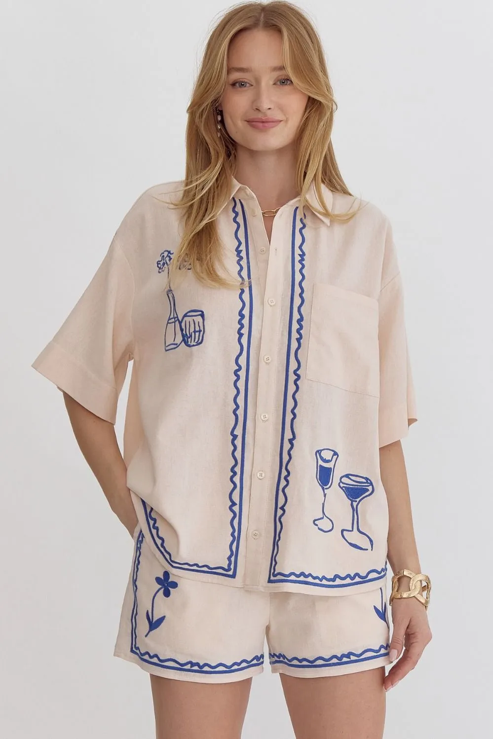 Ecru Embroidered Set