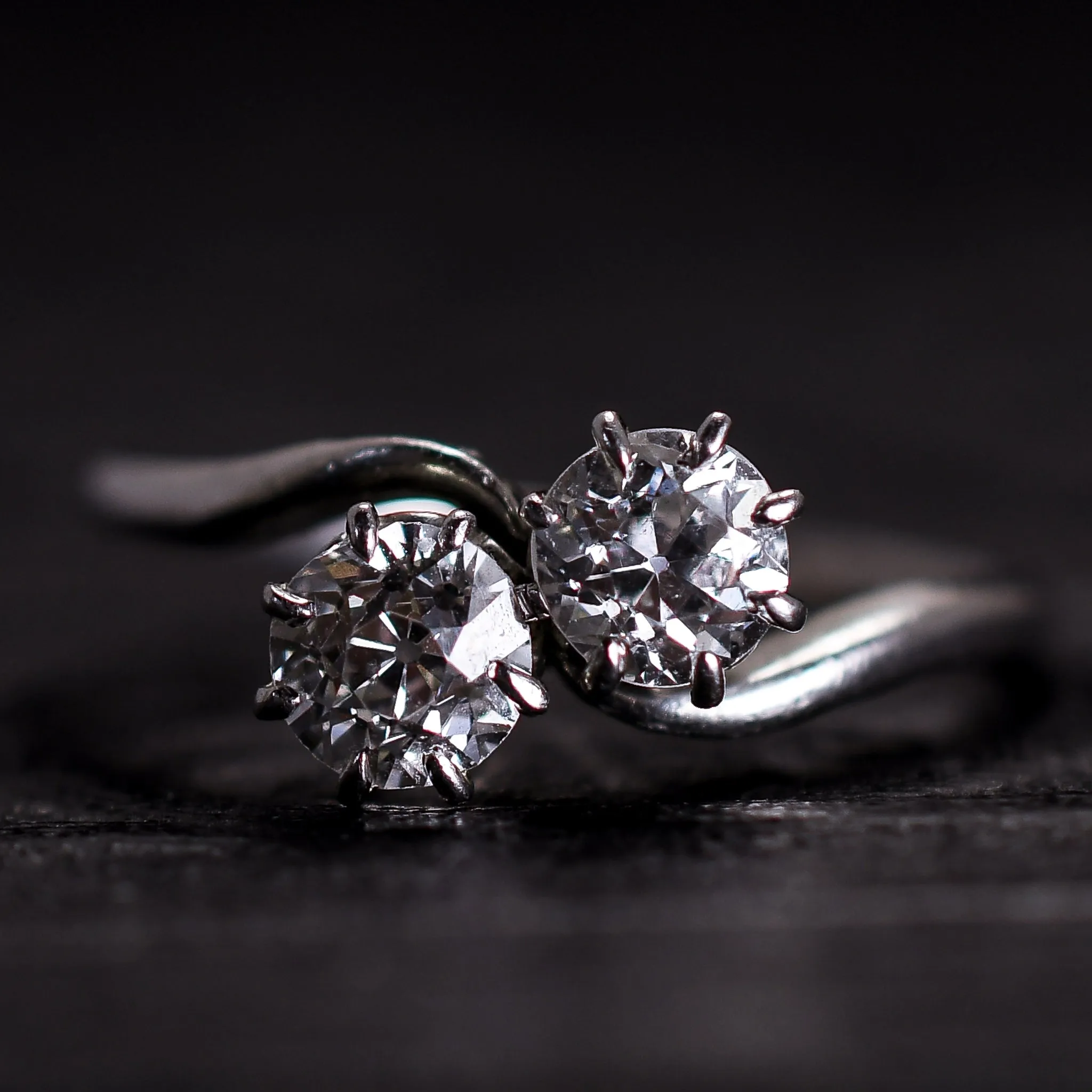 Edwardian Diamond "Toi et Moi" Engagement Ring