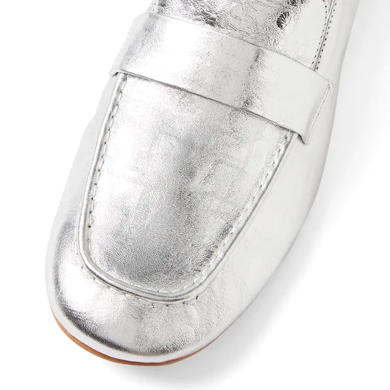 EFRAN W - SILVER METAL PRINT LEATHER