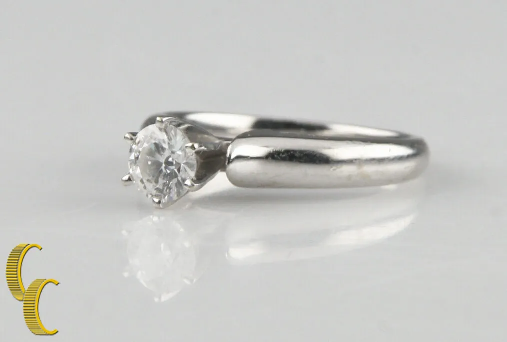 EGL Certified 0.52 Carat Solitaire Ring Set in 14k White Gold G/ SI3 Sz. 5.5