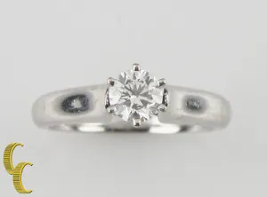 EGL Certified 0.52 Carat Solitaire Ring Set in 14k White Gold G/ SI3 Sz. 5.5