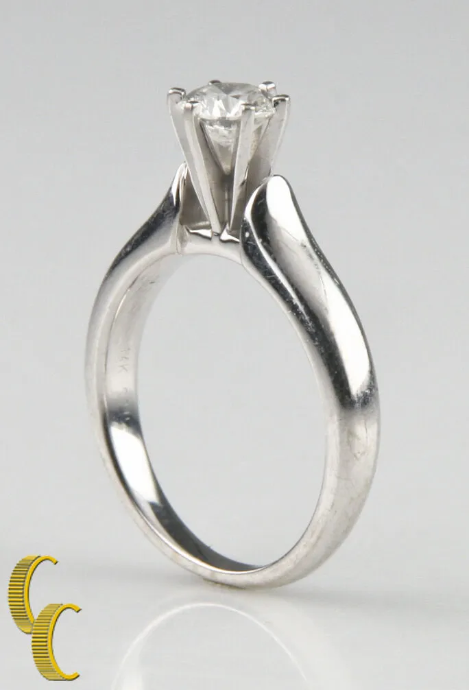 EGL Certified 0.52 Carat Solitaire Ring Set in 14k White Gold G/ SI3 Sz. 5.5