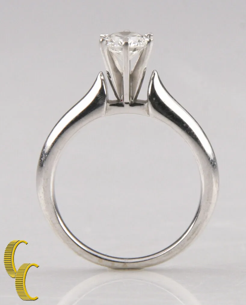 EGL Certified 0.52 Carat Solitaire Ring Set in 14k White Gold G/ SI3 Sz. 5.5