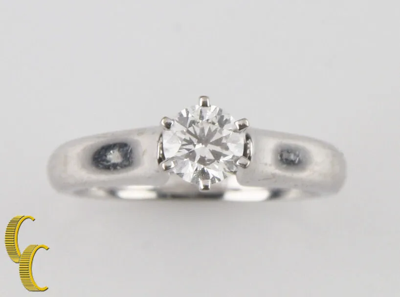 EGL Certified 0.52 Carat Solitaire Ring Set in 14k White Gold G/ SI3 Sz. 5.5