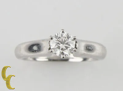 EGL Certified 0.52 Carat Solitaire Ring Set in 14k White Gold G/ SI3 Sz. 5.5
