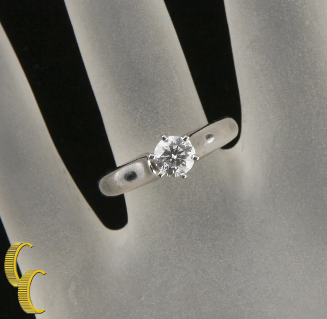 EGL Certified 0.52 Carat Solitaire Ring Set in 14k White Gold G/ SI3 Sz. 5.5