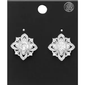 Elegant CZ Stone Pointed Pageant Stud Earrings | Interview Stud Earrings |  623127