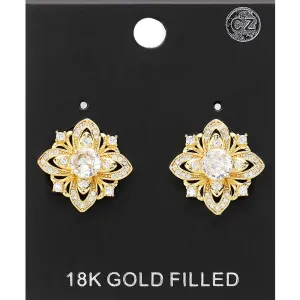 Elegant CZ Stone Pointed Pageant Stud Earrings on Gold | Interview Stud Earrings |  623126