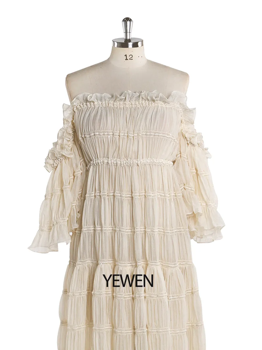 Elegant Off The Shoulder Boho Summer Beach Dress Woman Photo Shoot Gowns Side Slit  YEWEN YW220511