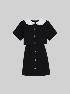 Elegant Short Sleeve Black Shirt Dress