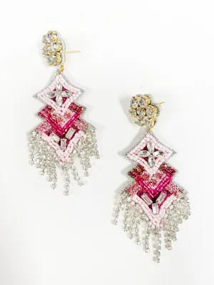 Ellie Beaded Drop Earrings - Pink Mix