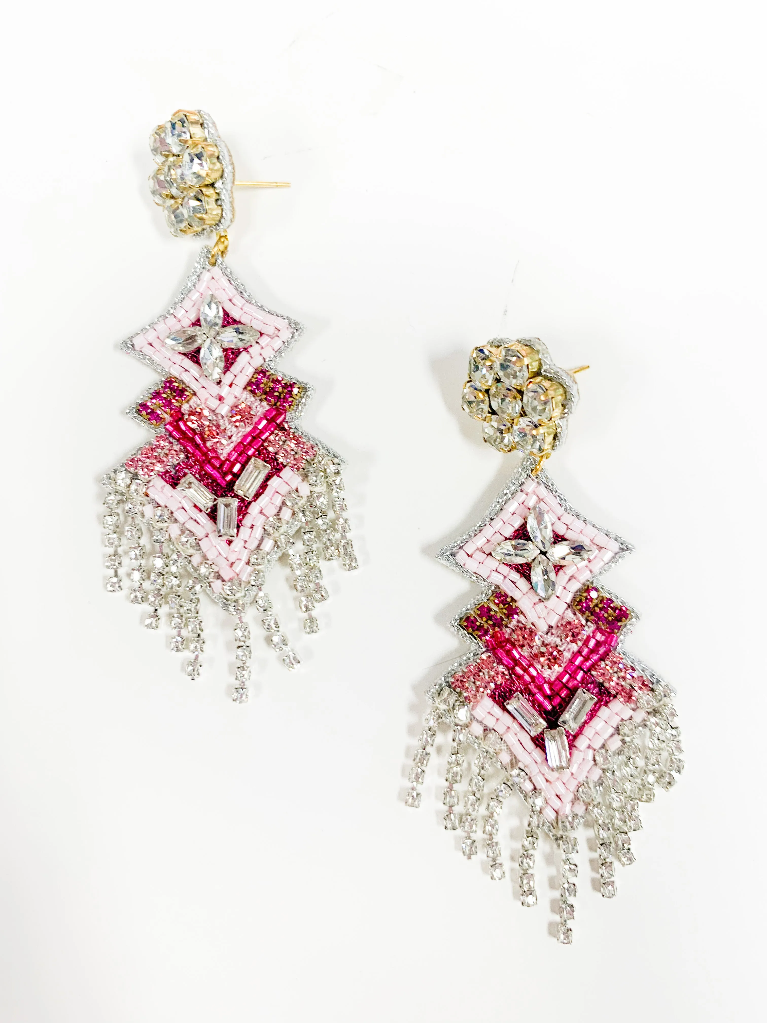 Ellie Beaded Drop Earrings - Pink Mix