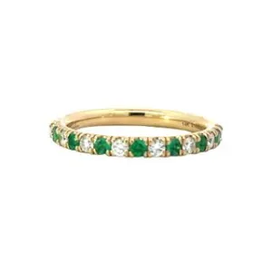 EMERALD AND DIAMOND STACKABLE BAND