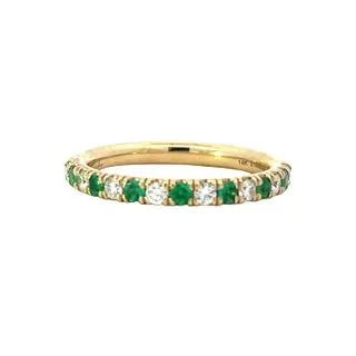 EMERALD AND DIAMOND STACKABLE BAND