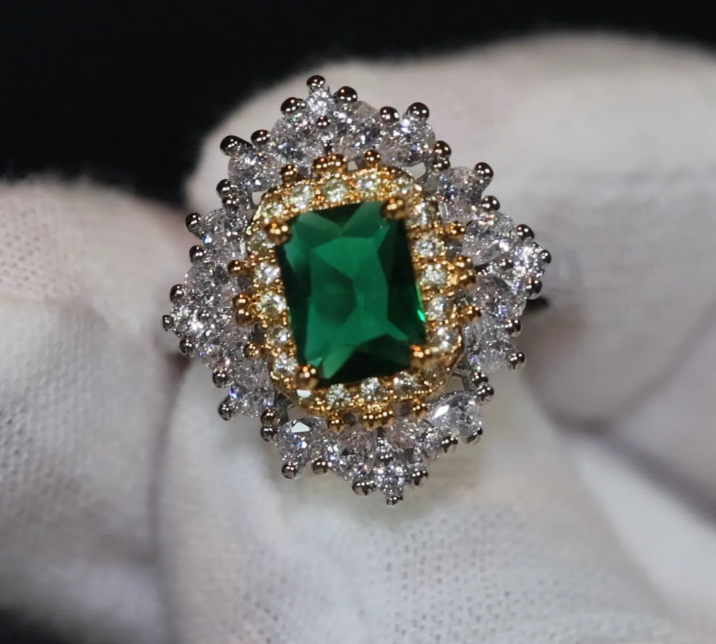Emerald Engagement Ring | Green Diamond Ring | Emerald Green Diamond Ring | Green Engagement Ring | Womens Statement Ring | Diamond Ring