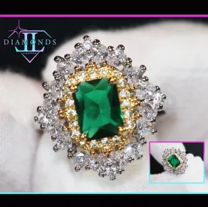 Emerald Engagement Ring | Green Diamond Ring | Emerald Green Diamond Ring | Green Engagement Ring | Womens Statement Ring | Diamond Ring