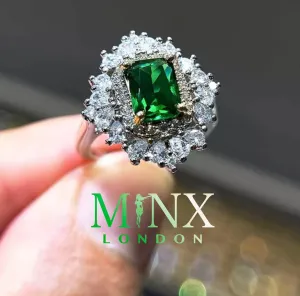 Emerald Engagement Ring | Green Diamond Ring | Emerald Green Diamond Ring
