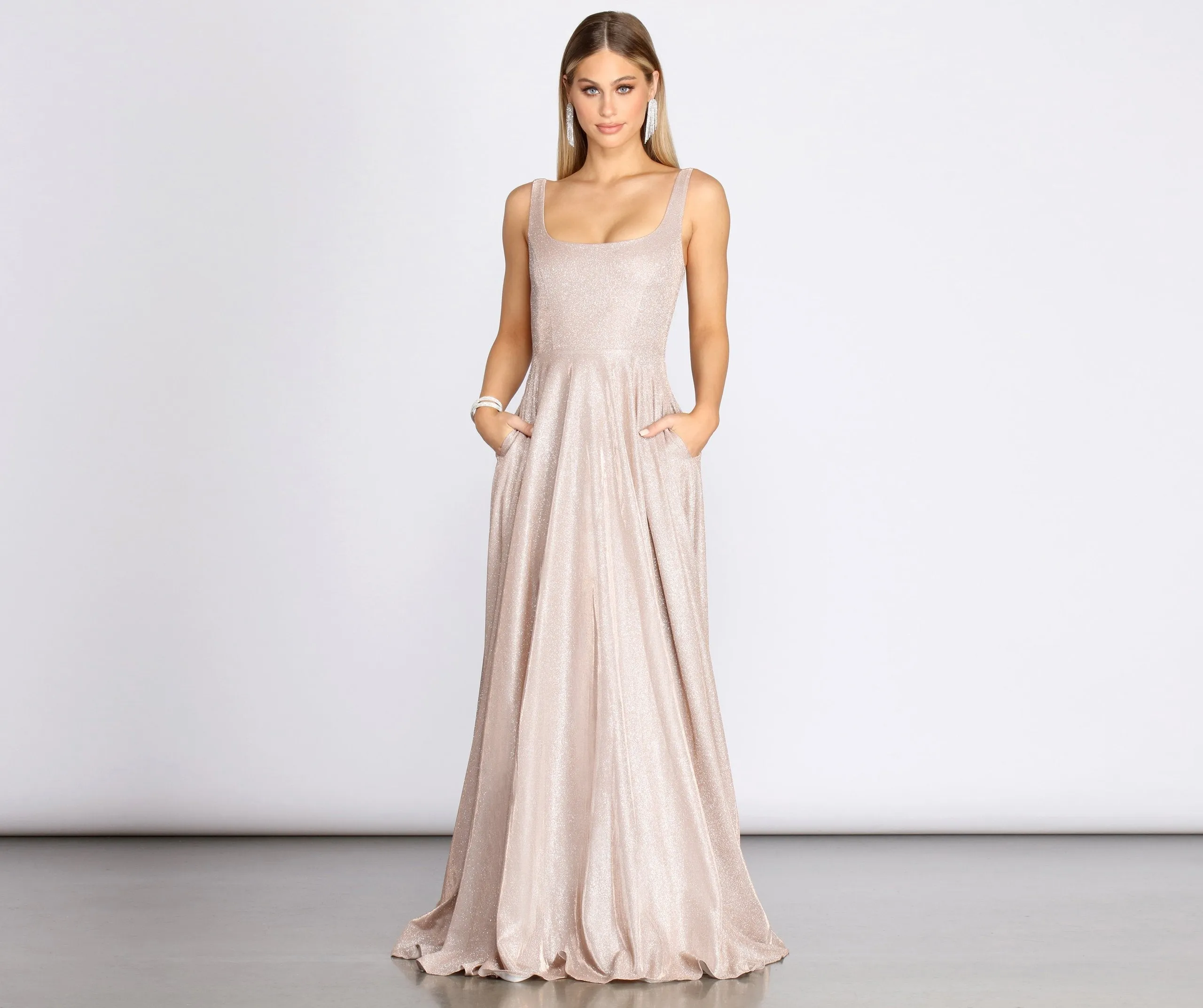 Emery Formal Stylish Glitter A-Line Dress