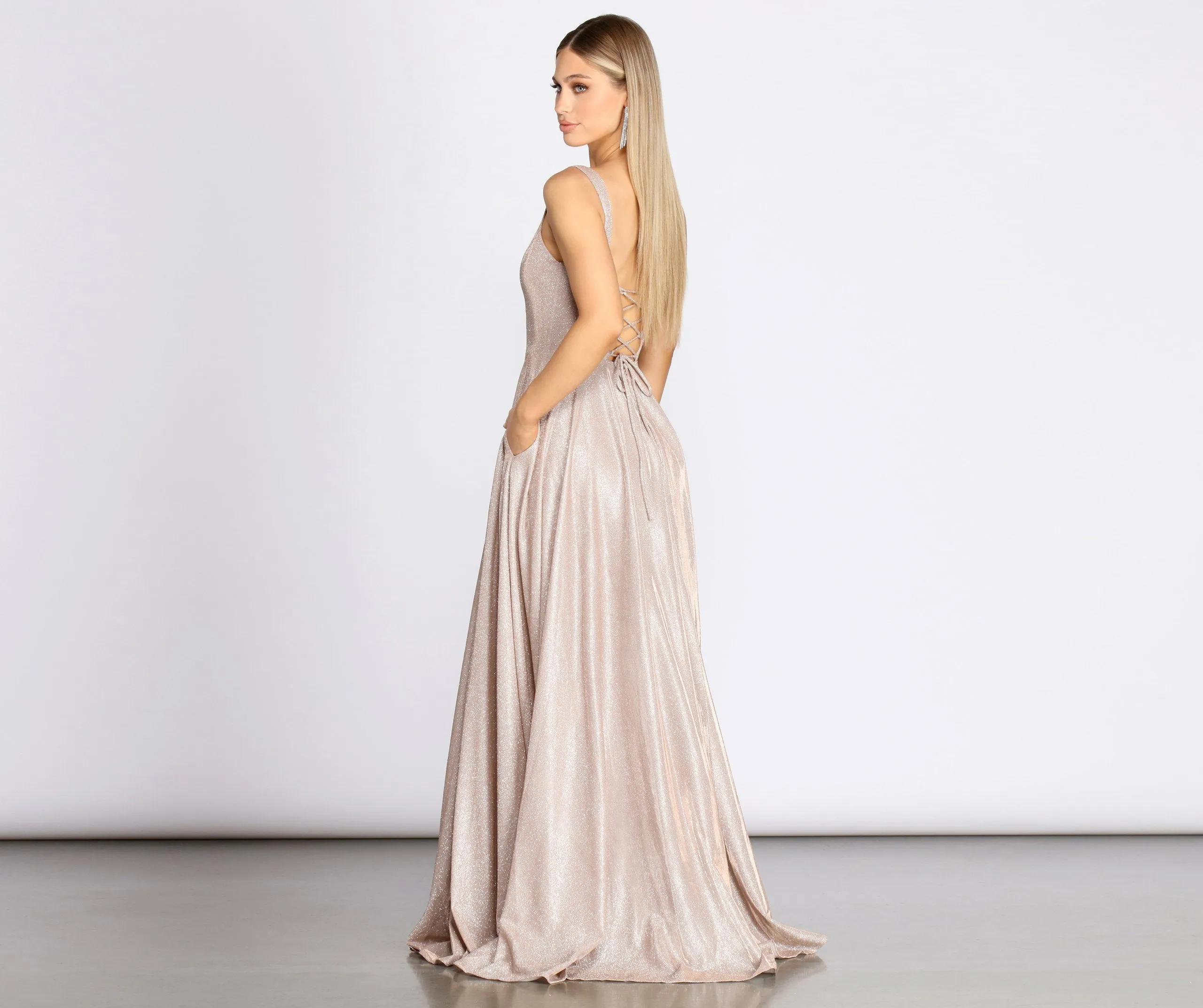Emery Formal Stylish Glitter A-Line Dress