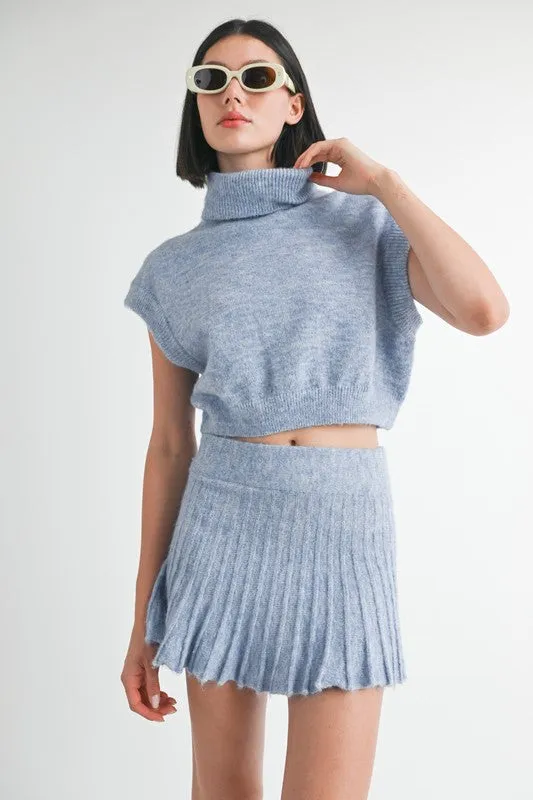 Emory Park TURTLE NECK CAP SLEEVE KNIT TOP