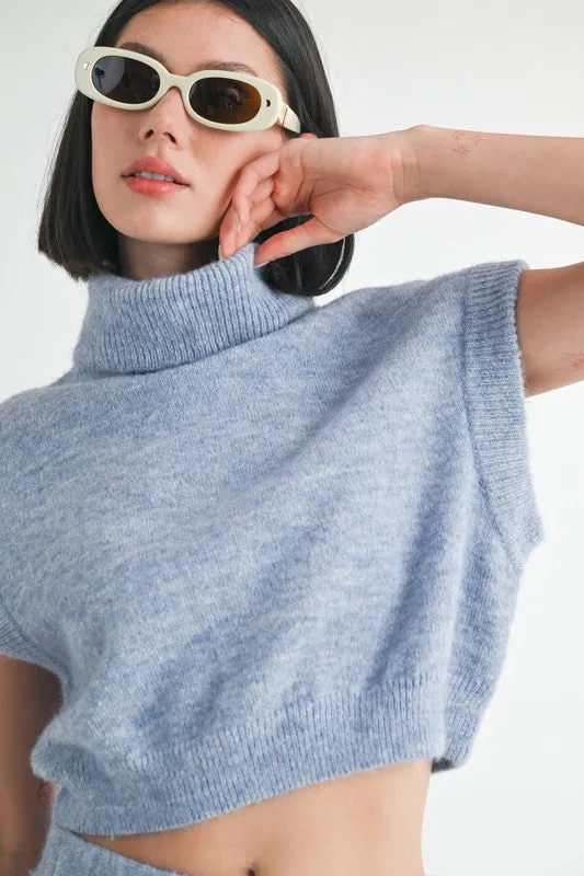 Emory Park TURTLE NECK CAP SLEEVE KNIT TOP