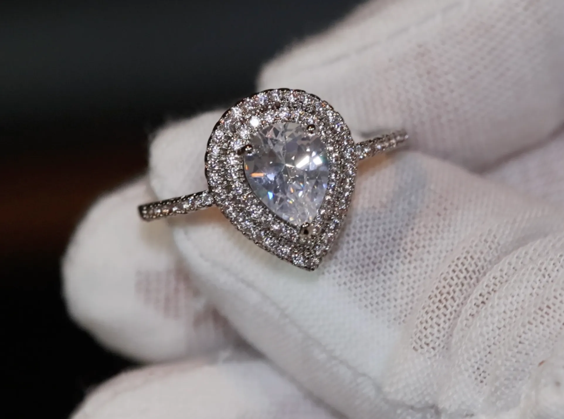 Engagement Ring | Pear Cut Diamond Ring | Teardrop Ring | Womens Wedding Ring