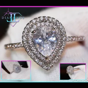 Engagement Ring | Pear Cut Diamond Ring | Teardrop Ring | Womens Wedding Ring