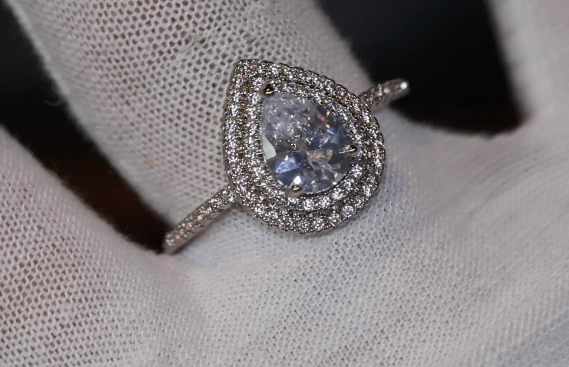 Engagement Ring | Pear Cut Diamond Ring | Teardrop Ring | Womens Wedding Ring