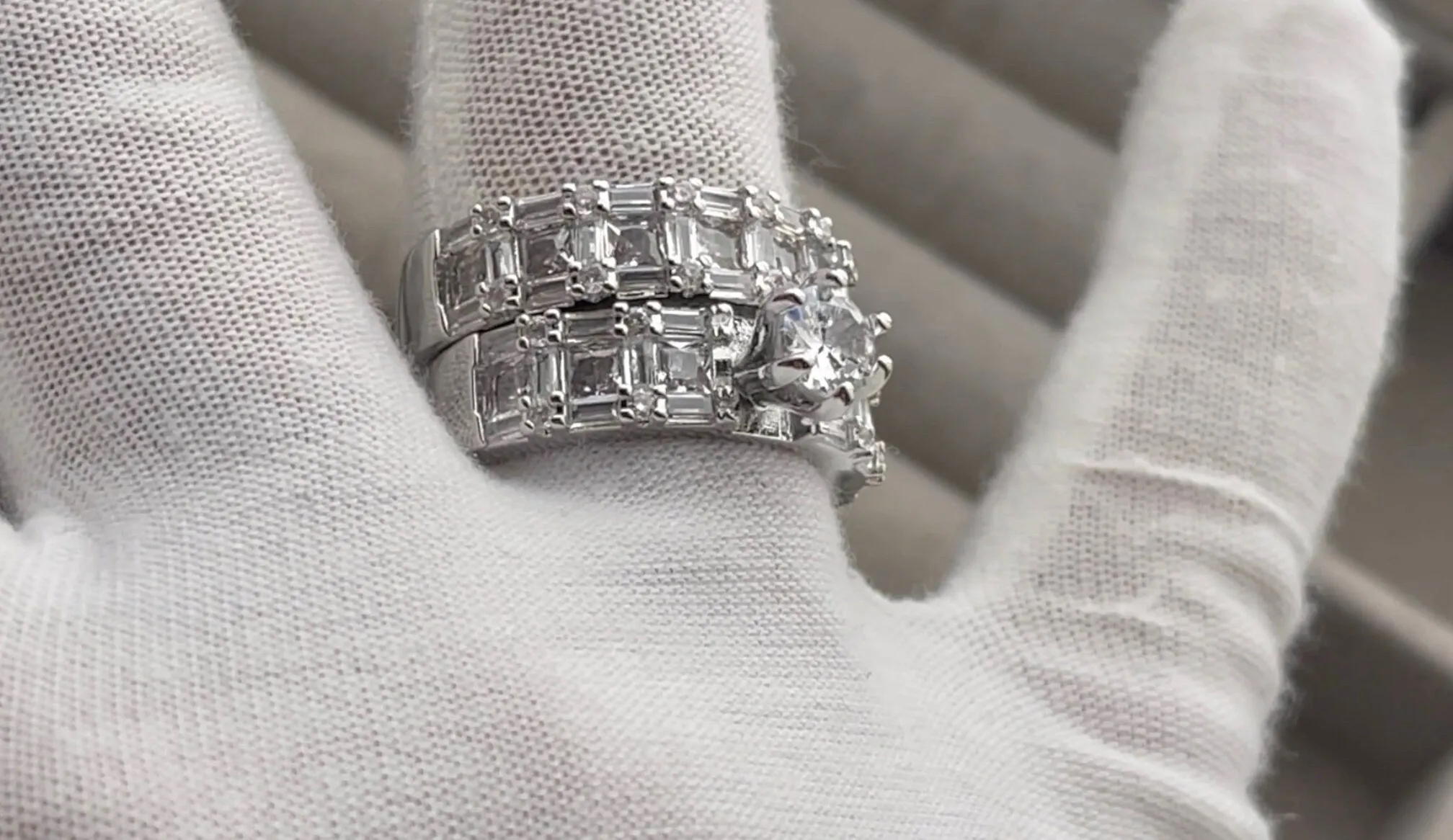 Engagement Ring | Womens Wedding Ring Set | Engagement Ring Set | Wedding Ring | Baguette Wedding Ring | Womens Big Wedding Ring