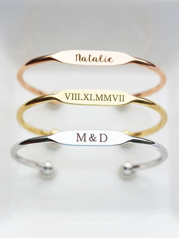 Engraved Flat Top Cuff Bracelet