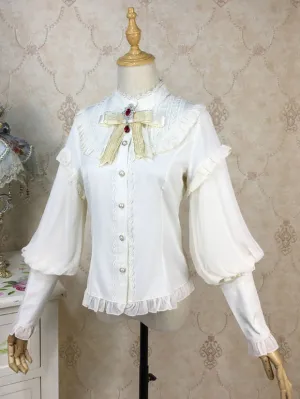 Eric White Lolita Blouses Lace Ruffles Long Sleeves Lolita Top Lace Lolita Shirt