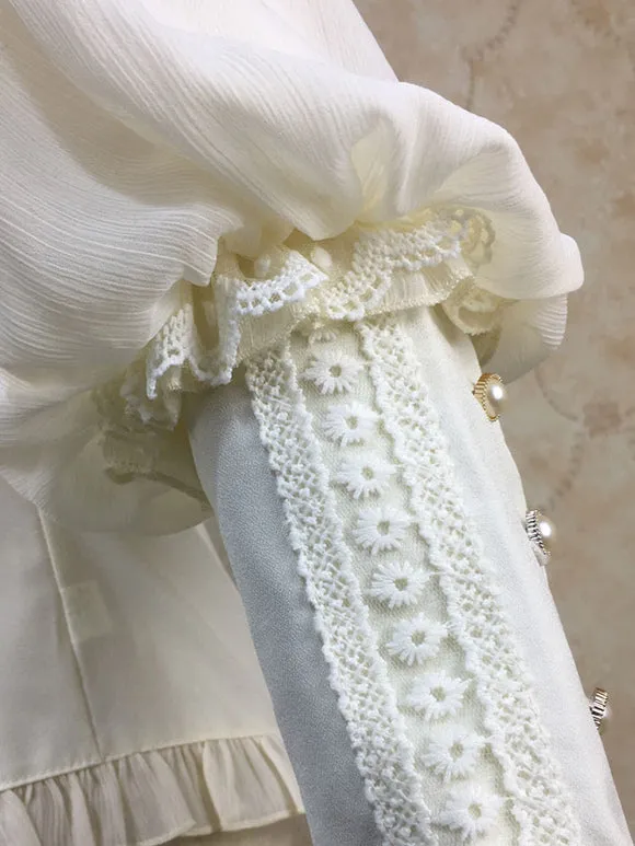 Eric White Lolita Blouses Lace Ruffles Long Sleeves Lolita Top Lace Lolita Shirt