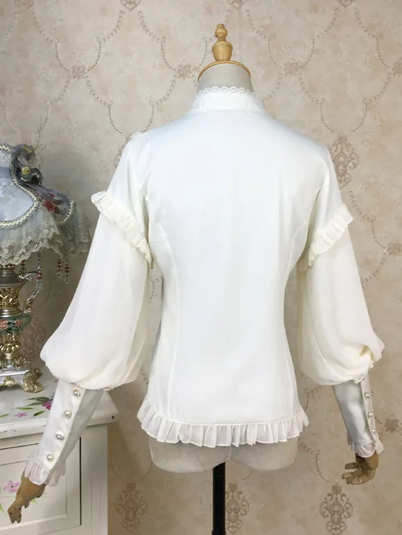 Eric White Lolita Blouses Lace Ruffles Long Sleeves Lolita Top Lace Lolita Shirt